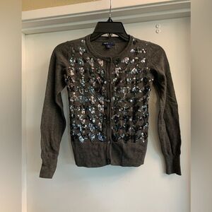 Gap Kids Grey Sequin Houndstooth Pattern Cardigan Size L (10)